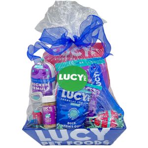 Lucy Pet food gift basket