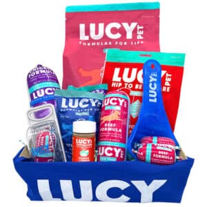 Lucy Pet food gift basket