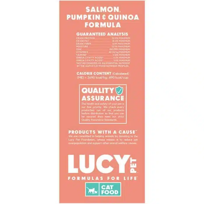 Lucy Pet® Salmon, Pumpkin, and Quinoa Cat 4lb bag - Image 3