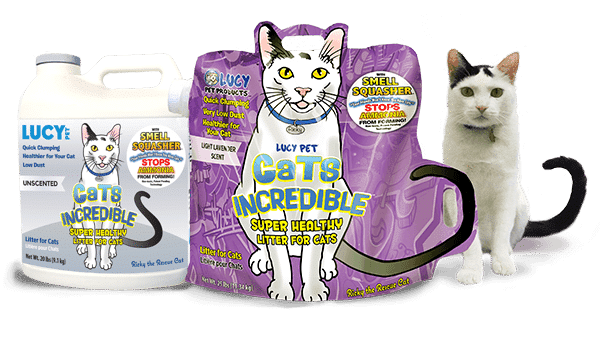 Absorbent Natural Clay Formula Prevents Ammonia Build-Up Lucy Pet Cats Incredible Clumping Cat Litter with Smell Squasher 