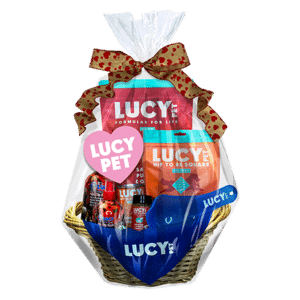 Lucy Pet food gift basket