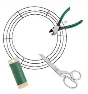 Wreath form, wire and cutters