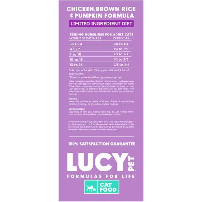 Lucy Pet® Chicken, Brown Rice and Pumpkin Limited Ingredient Cat 4 Lb - Image 4