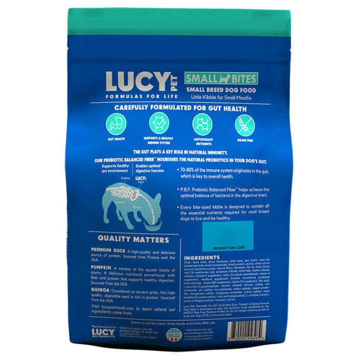 Duck, Pumpkin and Quinoa Dog Food SMALL BITES 4.5 LB - Image 2