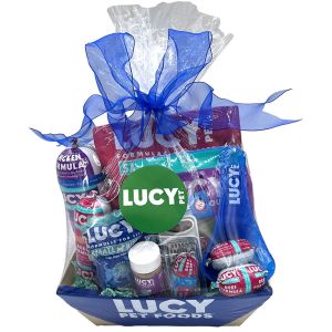 Lucy Pet food gift basket