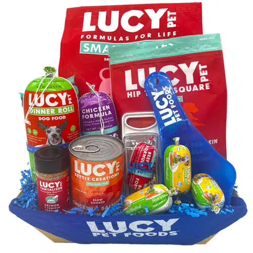 Lucy Pet Dog Holiday Gift Basket Salmon Pumpkin & Quinoa Small Bites