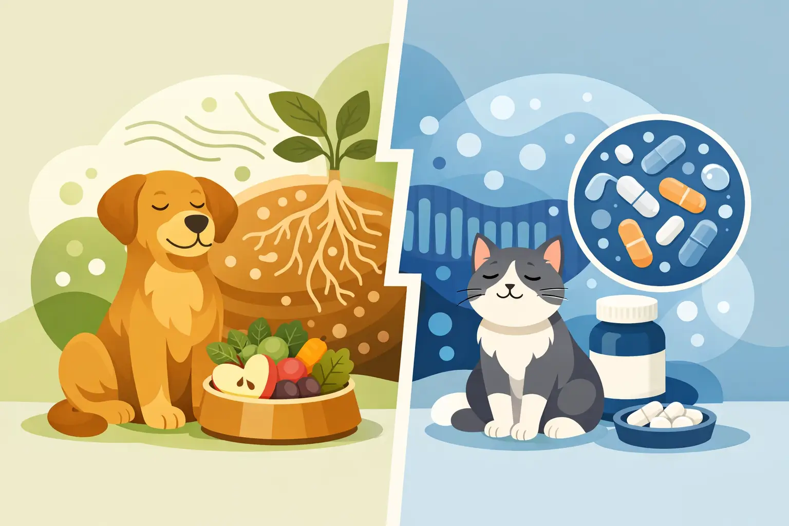 Prebiotics Versus Probiotics for Dogs and Cats